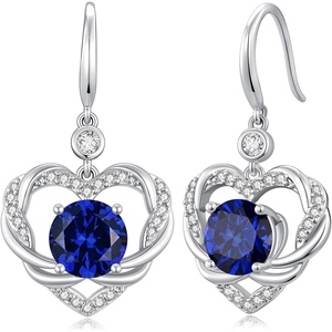 image:imageCDE Angel Wings Heart Gothic Birthstone Dangle Earrings WaterproofWhite09SeptSpahhire Blue Birthstone