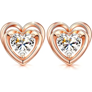 image:imageCDE Double Heart 1CT Moissanite Studs Earrings for Sensitive EarsRed