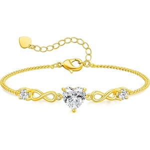 image:imageCDE Engraved I Love You Heart Moissanite Bracelets Jewellry Gifts for Women18K Gold Plated