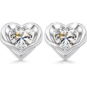 image:imageCDE Gold Plated Heart Moissanite Stud Earrings for Sensitive EarsWhite
