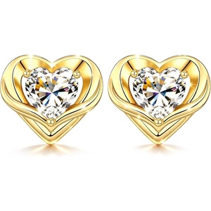 image:imageCDE Gold Plated Heart Moissanite Stud Earrings for Sensitive EarsYellow