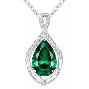 image:imageCDE Infinity Teardrop Birthstone Necklace Adjustable Jewelry for Women GiftEmerald Green05