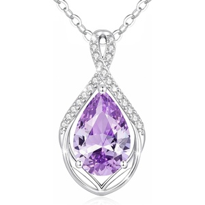 image:imageCDE Infinity Teardrop Birthstone Necklace Adjustable Jewelry for Women GiftLight Purple06