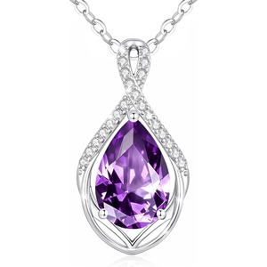 image:imageCDE Infinity Teardrop Birthstone Necklace Adjustable Jewelry for Women GiftPurple02