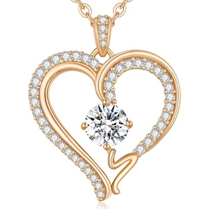 image:imageCDE Initial Necklaces for Women Rose Gold AZ Letter Heart Pendant Jewelry Gifts for Wife Mom Girlfriend Lady HerInitial I Necklaces