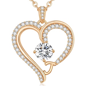 image:imageCDE Initial Necklaces for Women Rose Gold AZ Letter Heart Pendant Jewelry Gifts for Wife Mom Girlfriend Lady HerInitial J Necklaces