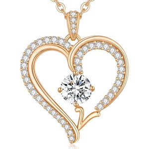 image:imageCDE Initial Necklaces for Women Rose Gold AZ Letter Heart Pendant Jewelry Gifts for Wife Mom Girlfriend Lady HerInitial L Necklaces