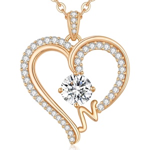 image:imageCDE Initial Necklaces for Women Rose Gold AZ Letter Heart Pendant Jewelry Gifts for Wife Mom Girlfriend Lady HerInitial N Necklaces