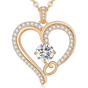 image:imageCDE Initial Necklaces for Women Rose Gold AZ Letter Heart Pendant Jewelry Gifts for Wife Mom Girlfriend Lady HerInitial O Necklaces