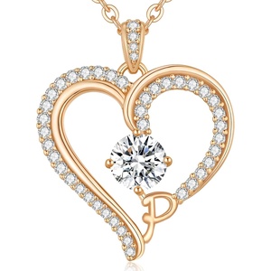 image:imageCDE Initial Necklaces for Women Rose Gold AZ Letter Heart Pendant Jewelry Gifts for Wife Mom Girlfriend Lady HerInitial P Necklaces