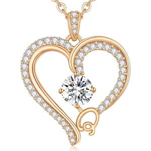 image:imageCDE Initial Necklaces for Women Rose Gold AZ Letter Heart Pendant Jewelry Gifts for Wife Mom Girlfriend Lady HerInitial Q Necklaces