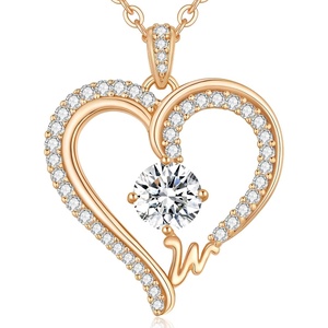 image:imageCDE Initial Necklaces for Women Rose Gold AZ Letter Heart Pendant Jewelry Gifts for Wife Mom Girlfriend Lady HerInitial W Necklaces