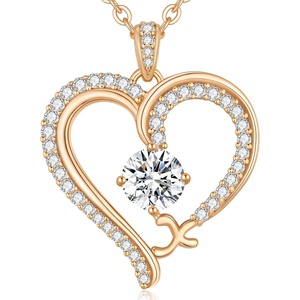 image:imageCDE Initial Necklaces for Women Rose Gold AZ Letter Heart Pendant Jewelry Gifts for Wife Mom Girlfriend Lady HerInitial X Necklaces