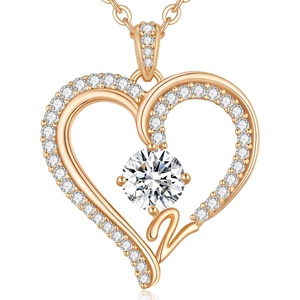 image:imageCDE Initial Necklaces for Women Rose Gold AZ Letter Heart Pendant Jewelry Gifts for Wife Mom Girlfriend Lady HerInitial Z Necklaces