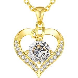 image:imageCDE S925 Silver Initial Love Heart Moissanite Necklace with 18K Gold PlatedInitial Y  2 Carat
