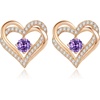 image:imageCDE 18K Rose Gold Heart Stud EarringsBirthstone Jewelry Gifts for Women02FebTanzanite Purple