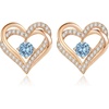 image:imageCDE 18K Rose Gold Heart Stud EarringsBirthstone Jewelry Gifts for Women03MarAquamarine Blue