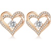 image:imageCDE 18K Rose Gold Heart Stud EarringsBirthstone Jewelry Gifts for Women04AprClear White