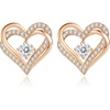 image:imageCDE 18K Rose Gold Heart Stud EarringsBirthstone Jewelry Gifts for Women04AprClear White