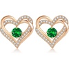 image:imageCDE 18K Rose Gold Heart Stud EarringsBirthstone Jewelry Gifts for Women05MayEmerald Green
