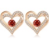 image:imageCDE 18K Rose Gold Heart Stud EarringsBirthstone Jewelry Gifts for Women07JulGarnet Red