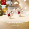 image:imageCDE 18K Rose Gold Heart Stud EarringsBirthstone Jewelry Gifts for Women07JulGarnet Red