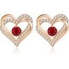 image:imageCDE 18K Rose Gold Heart Stud EarringsBirthstone Jewelry Gifts for Women07JulGarnet Red