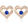 image:imageCDE 18K Rose Gold Heart Stud EarringsBirthstone Jewelry Gifts for Women09SeptSapphire Blue