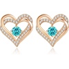 image:imageCDE 18K Rose Gold Heart Stud EarringsBirthstone Jewelry Gifts for Women12DecZircon Blue