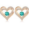 image:imageCDE 18K Rose Gold Heart Stud EarringsBirthstone Jewelry Gifts for Women12DecZircon Blue