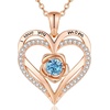 image:imageCDE Rose Gold Heart Birthstone Necklace Hypoallergenic Jewelry GiftsI Love You Mom03MarchAquamarine Light Blue