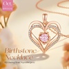 image:imageCDE Rose Gold Heart Birthstone Necklace Hypoallergenic Jewelry GiftsRose Gold Plated10OctoberOpal Pink