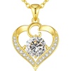 image:imageCDE 18K Gold Plated Initial Love Heart Moissanite Necklace for MomInitial C engraved I Love Mom