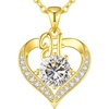 image:imageCDE 18K Gold Plated Initial Love Heart Moissanite Necklace for MomInitial H engraved I Love Mom