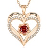 image:imageCDE Rose Gold Heart Birthstone Necklace Hypoallergenic Jewelry GiftsI Love You Mom01JanuaryJulyRuby Garnet Red