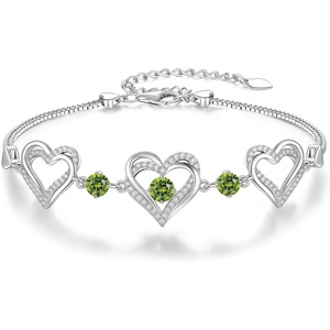 image:imageCDE 18K Rose Gold Heart BraceletsBirthstone Jewelry Gifts for WomenRhodium Plating Brass08Aug