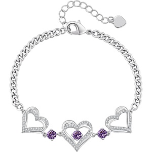 image:imageCDE 18K Rose Gold Heart BraceletsBirthstone Jewelry Gifts for WomenRhodium Plating Cuban LinkBrass02Feb