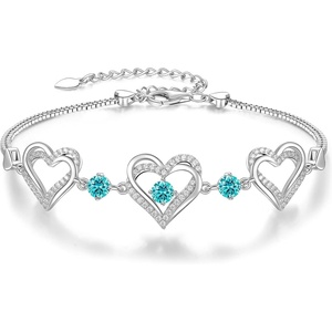 image:imageCDE 18K Rose Gold Heart BraceletsBirthstone Jewelry Gifts for WomenRhodium Plating Sterling Silver12Dec