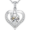image:imageS925 Silver Initial Love Heart Moissanite Necklace with White Gold PlatedInitial A2 Carat