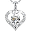 image:imageS925 Silver Initial Love Heart Moissanite Necklace with White Gold PlatedInitial B2 Carat