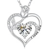 image:imageCDE 925 Sterling Silver Rose Heart Moissanite Necklace Gift for Women