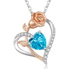 image:imageCDE Rose Heart Necklaces for Women 925 Sterling Silver Birthstone Pendant Necklace Mothers Day Gift Anniversary Birthday Jewelry Gift for Women Wife Mom Her