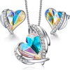 image:imageCDE Love Heart Necklaces and Earrings Jewelry Set for Women Rose Gold Crystals Birthstone Jewelry Gifts for Women Wife03White Gold  Yellow 2pieces Set